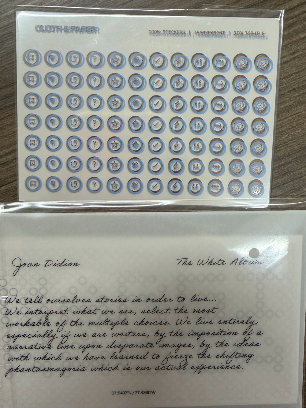 Cloth & Paper icon stickers and journal cards